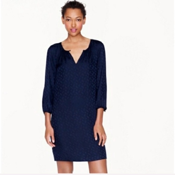 J. Crew Dresses & Skirts - J. Crew Navy Blue Silk Tonal Paisley Dress Size 2